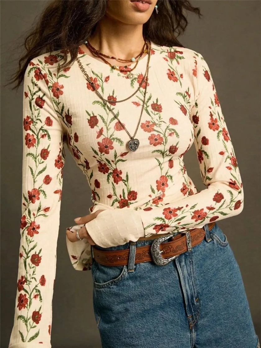 Floral Print Long Sleeve Shirt  Style Ratio