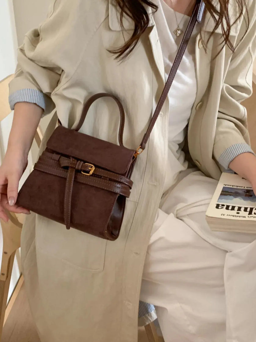 Suede Buckle Decor Crossbody Bag  Style Ratio