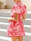 Printed Puff Sleeve Top and Skirt Set  Style Ratio