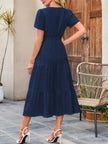 Tiered Notched Short Sleeve Dress  Style Ratio