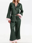 Silky Button Up Top and Pants Lounge Set  Style Ratio