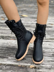 Round Toe Block Heels Boots  Style Ratio