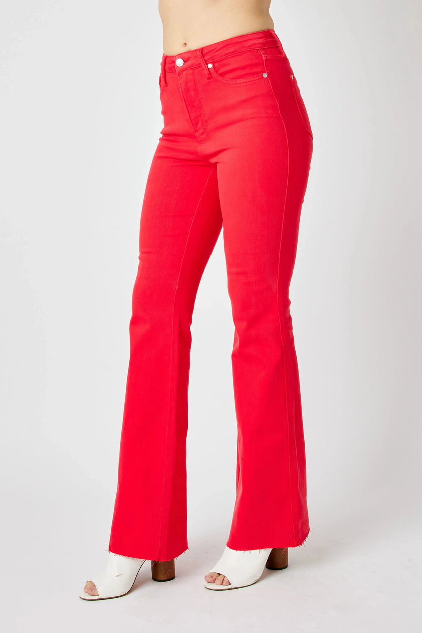 Judy Blue Full Size Hw Tummy Control Garment Dyed Flare Jeans  Style Ratio