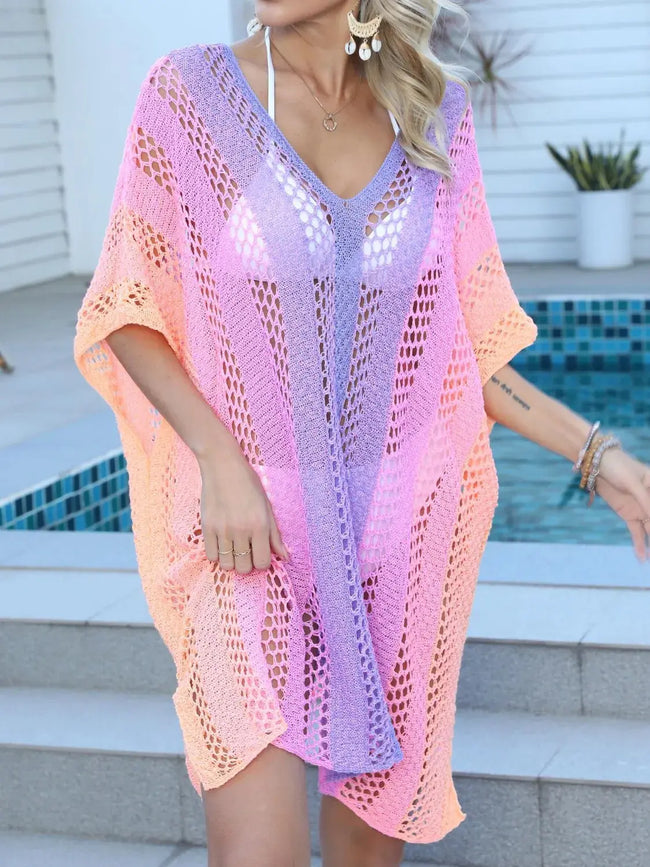 Rainbow Gradient Crochet Beach Cover Up  Style Ratio