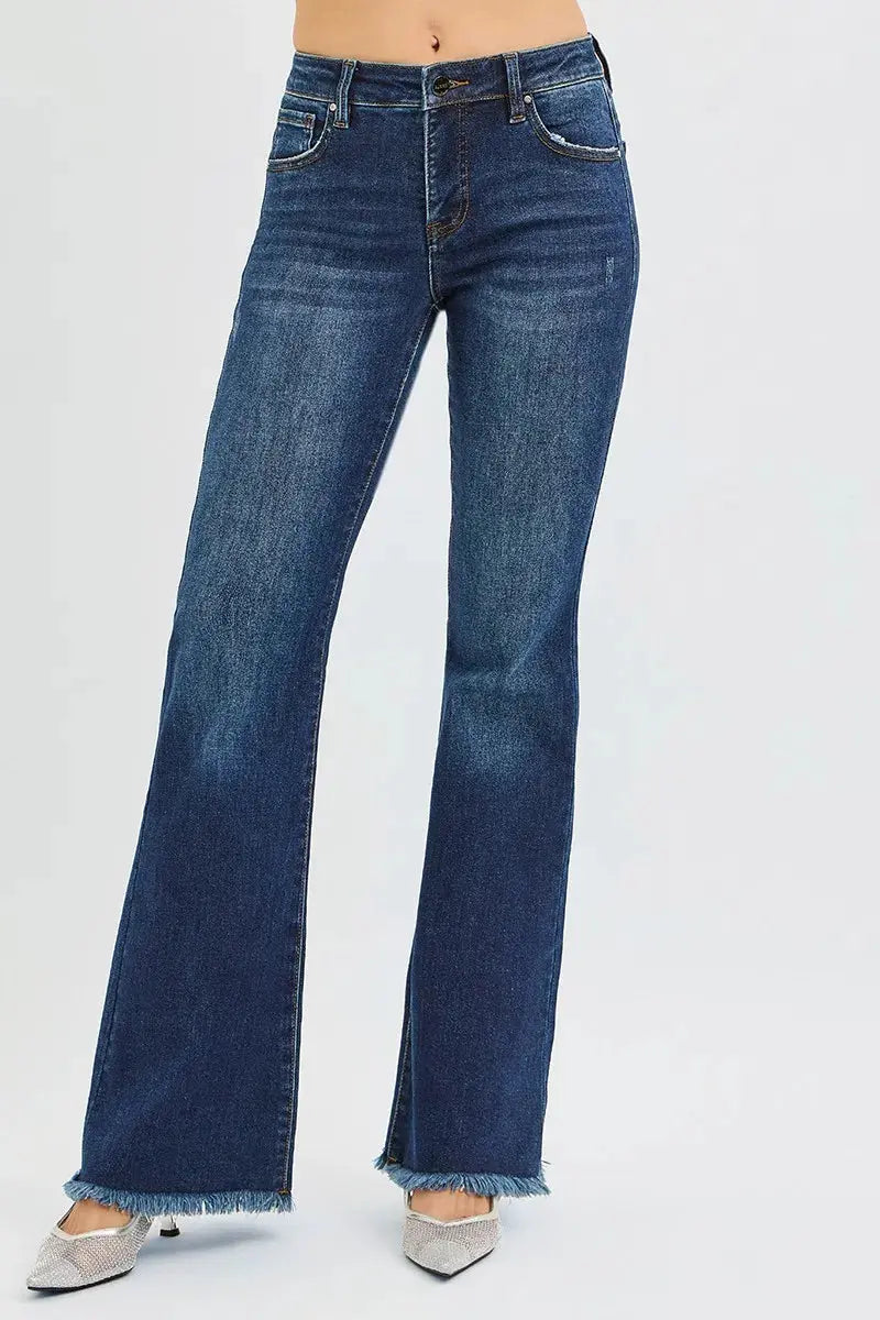 RISEN Full Size Tummy Control Mid Rise Flare Jeans  Style Ratio