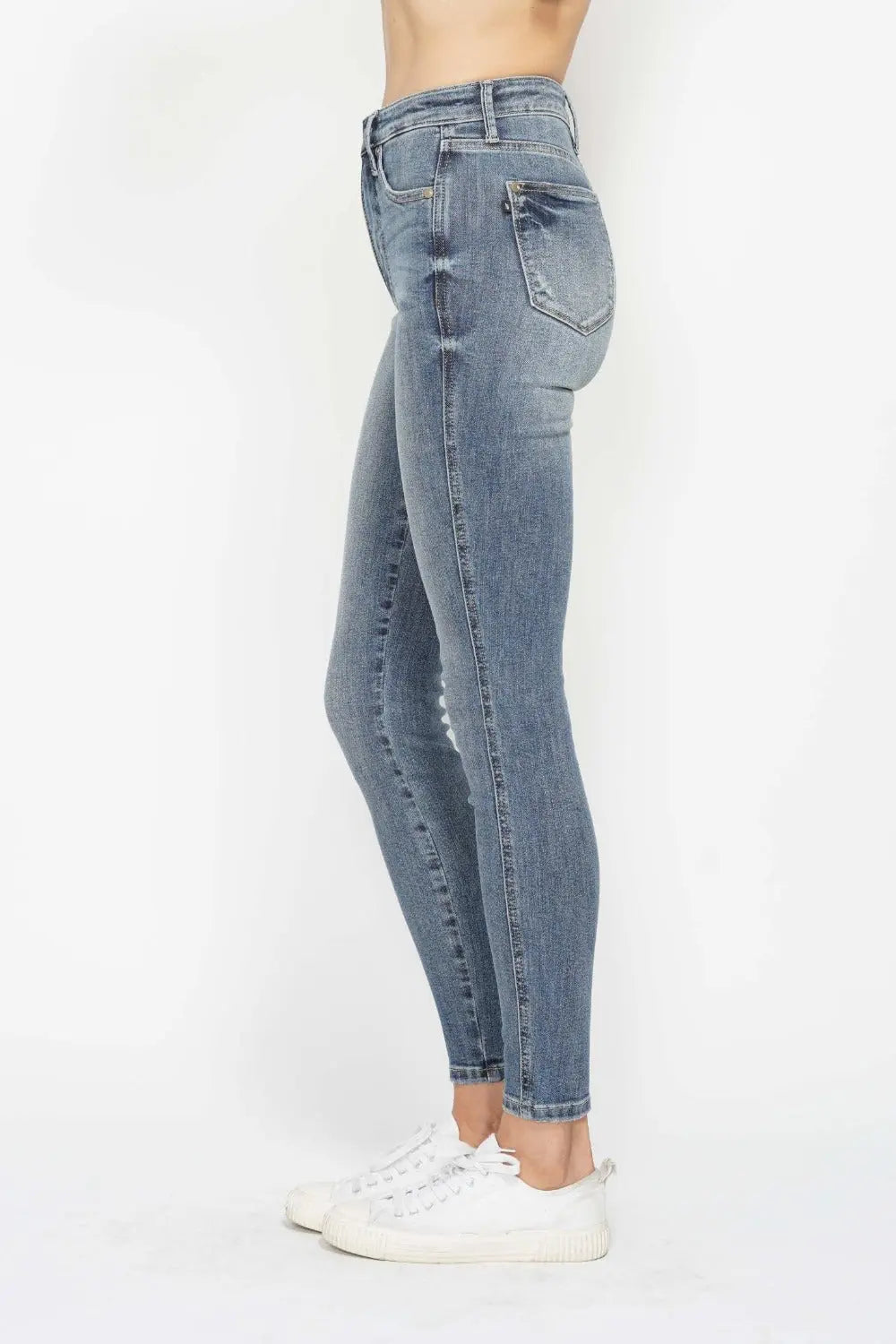 Judy Blue High Rise Contrast Wash Skinny Jeans Trendsi