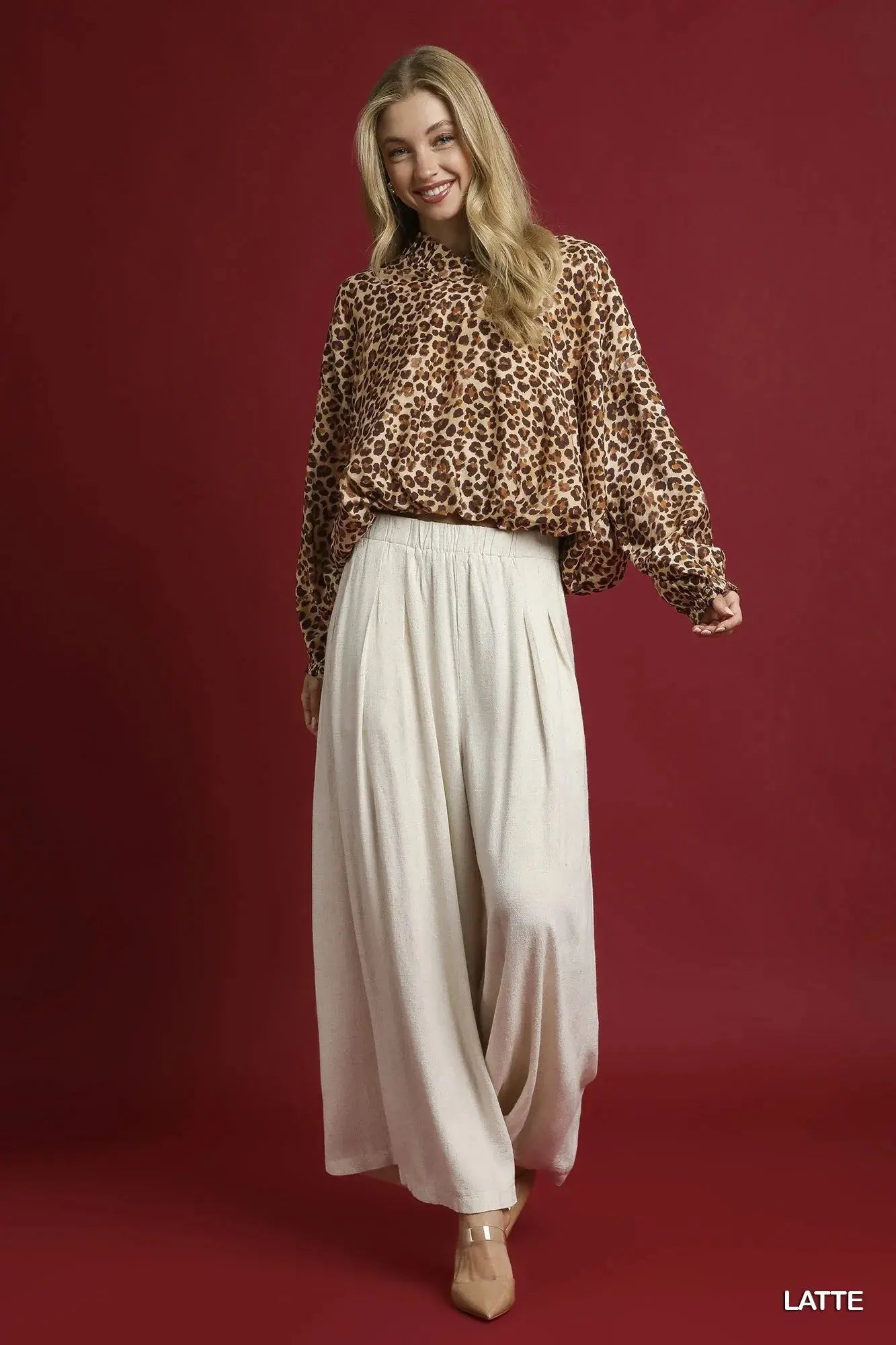 Umgee Leopard Print Balloon Sleeve Blouse  Style Ratio