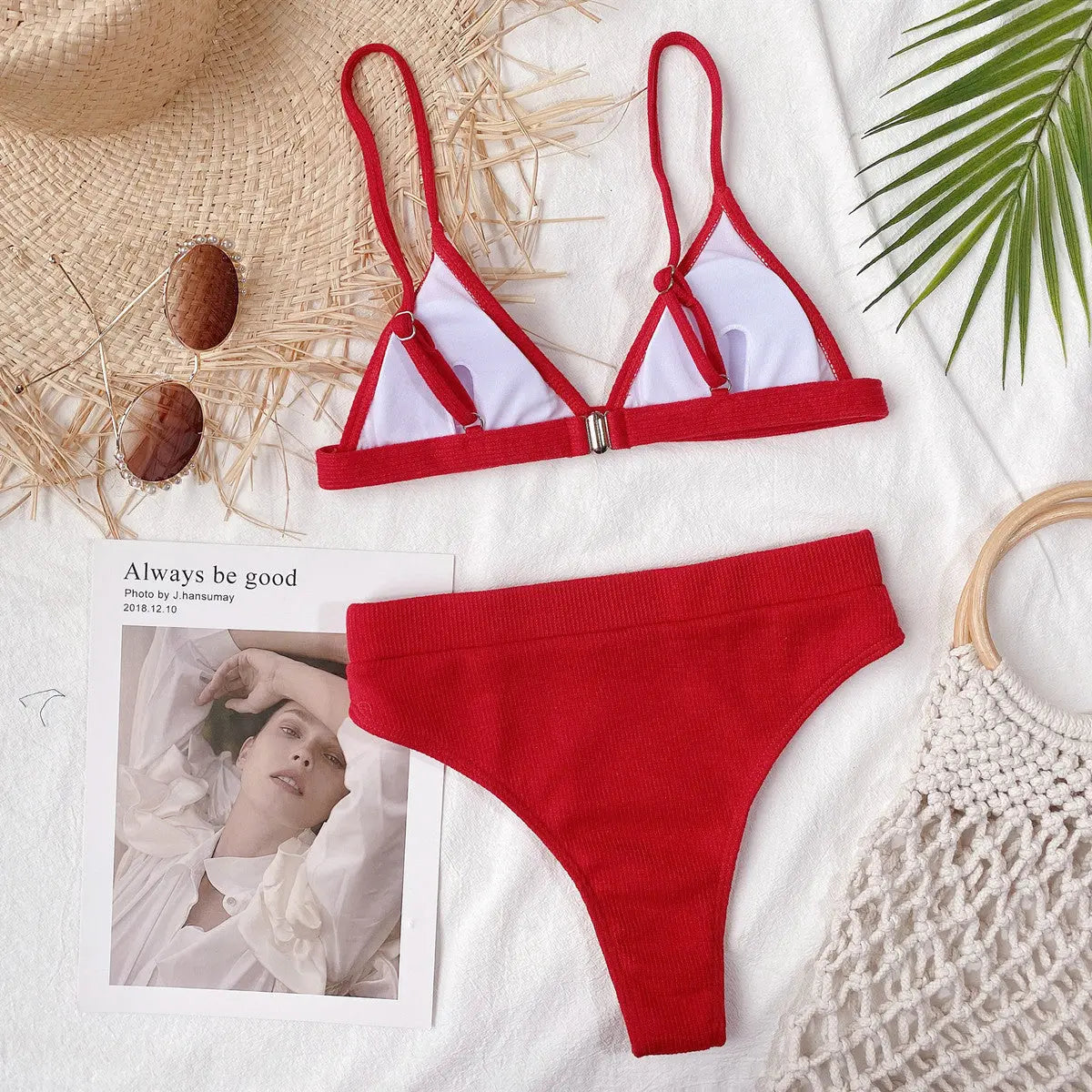 Spaghetti Strap Ribbed Bikini  Style Ratio