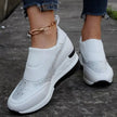 Rhinestone Embellished Wedge Sneakers  Style Ratio