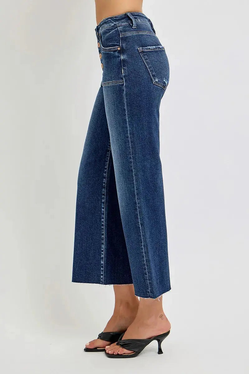 RISEN High Rise Crop Wide Button Up Jeans  Style Ratio