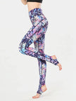 Printed Wide Waistband Active Leggings with Stirrups  Style Ratio