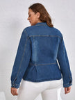 Plus Size Button-Up Peplum Denim Jacket  Style Ratio