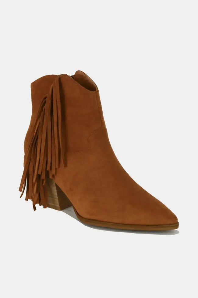 Beast Fashion Suede Fringe Point Toe Ankle Boots  Style Ratio
