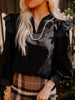 Ruffled Notched Long Sleeve Blouse  Style Ratio