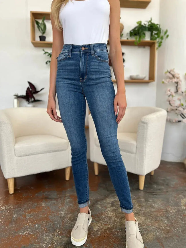 Judy Blue Cuffed Hem Skinny Jeans  Style Ratio