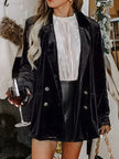 Velvet Lapel Collar Button Up Blazer  Style Ratio