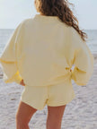 Relaxed Fit Round Neck Sweatshirt and Shorts Set  Style Ratio