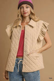 Umgee Corduroy Quilted Ruffle Sleeve Vest  Style Ratio