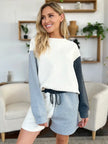 Double Take Full Size Contrast Drop Shoulder Top and Shorts Set  Style Ratio