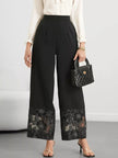 Floral Lace Hem Wide Leg Pants  Style Ratio