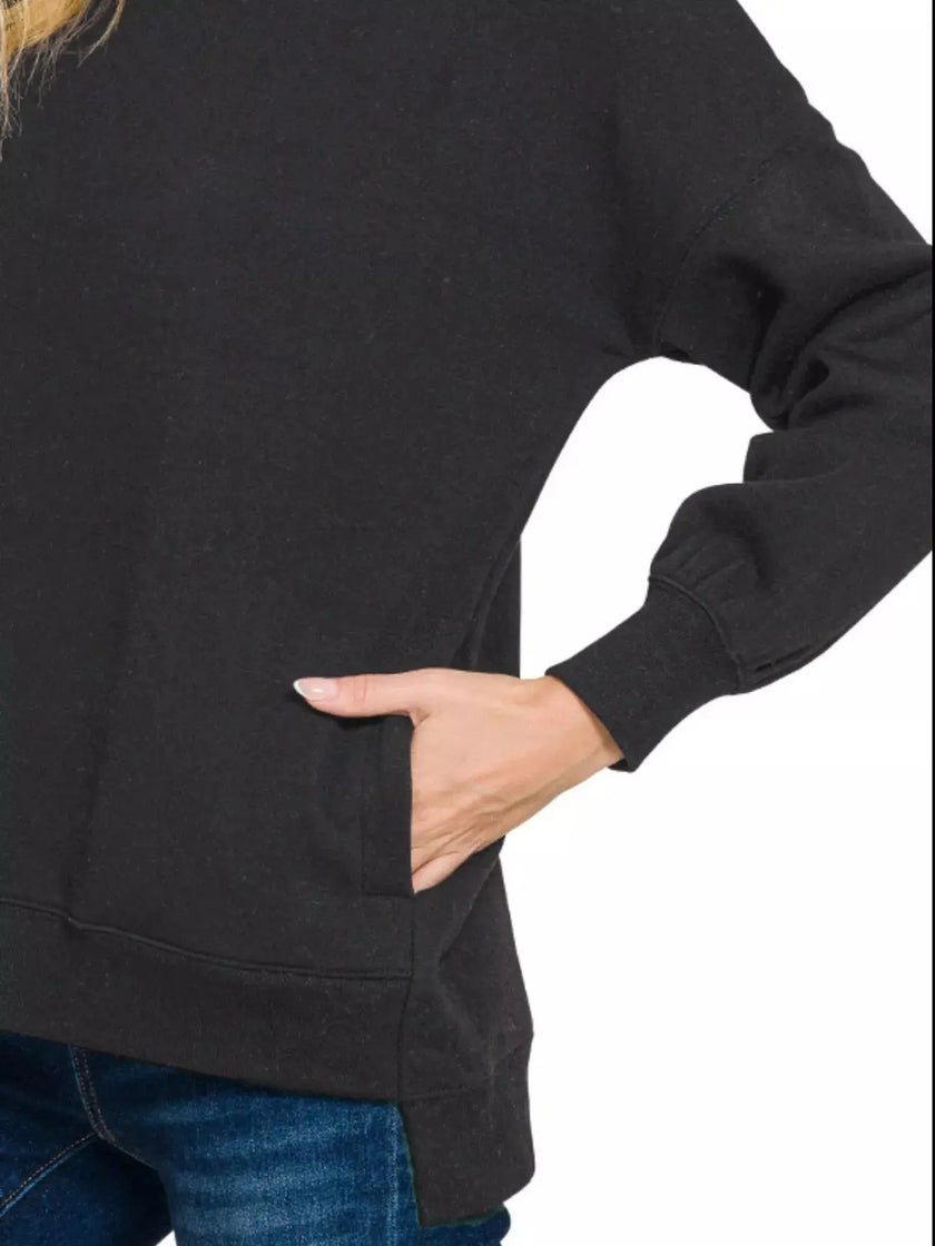 Zenana Full Size Fleece Hi Low Boyfriend Sweatshirts with Pockets  Style Ratio