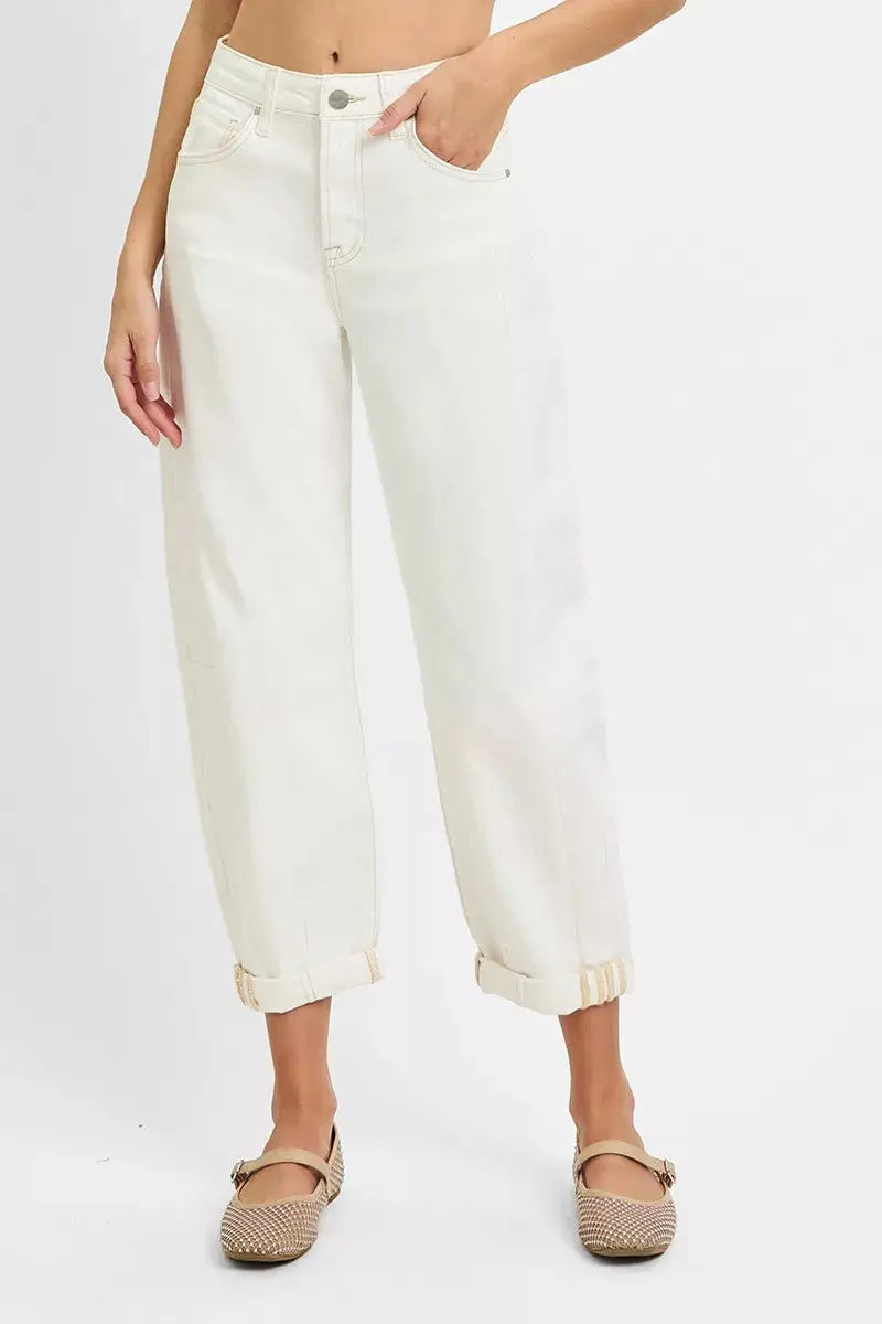 RISEN Full Size High Rise Barrel Cropped Jeans  Style Ratio