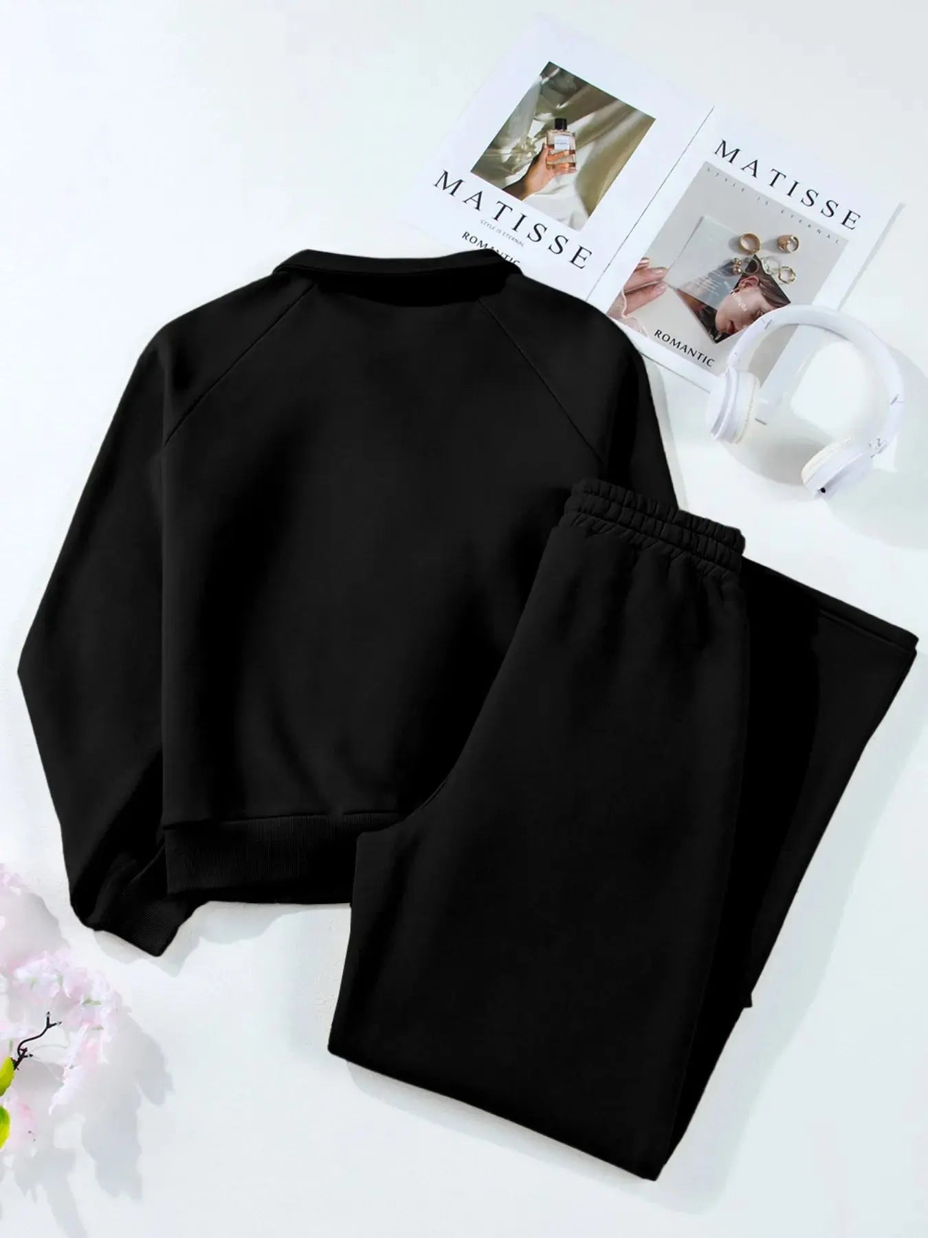 Collared Sweatshirt and High Waist Pants Active Set  Style Ratio