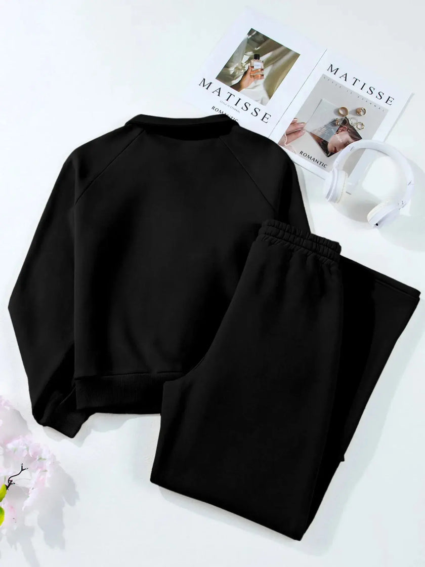 Collared Sweatshirt and High Waist Pants Active Set  Style Ratio