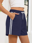 Striped Trim Drawstring Shorts  Style Ratio