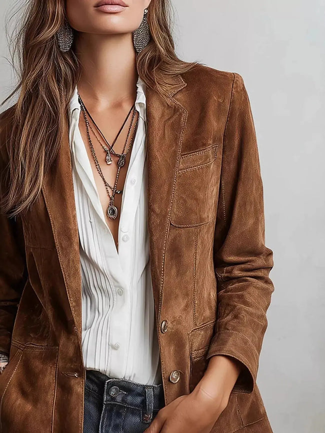 Timeless Suede Single-Breasted Blazer  Style Ratio