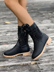 Round Toe Block Heels Boots  Style Ratio
