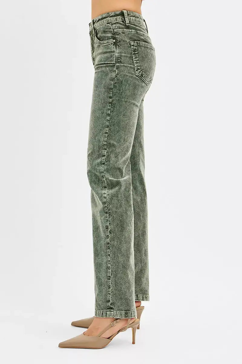 RISEN Tummy Control Mid Rise Straight Leg Corduroy Pants  Style Ratio