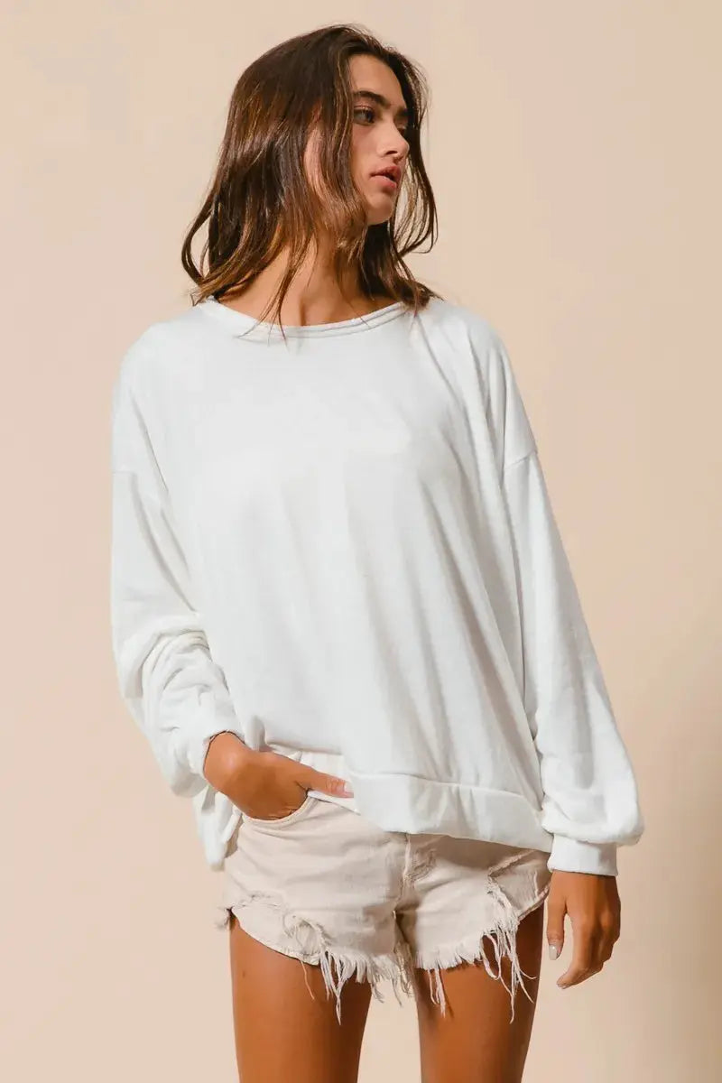 BiBi Loop Terry Pull Over With Cut Edge Band  Style Ratio