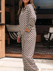 Checkered Drawstring Hoodie and Pants Set  Style Ratio