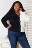 Angel Wings Woven Right Contrast Button-Front V Neck Cardigan  Style Ratio