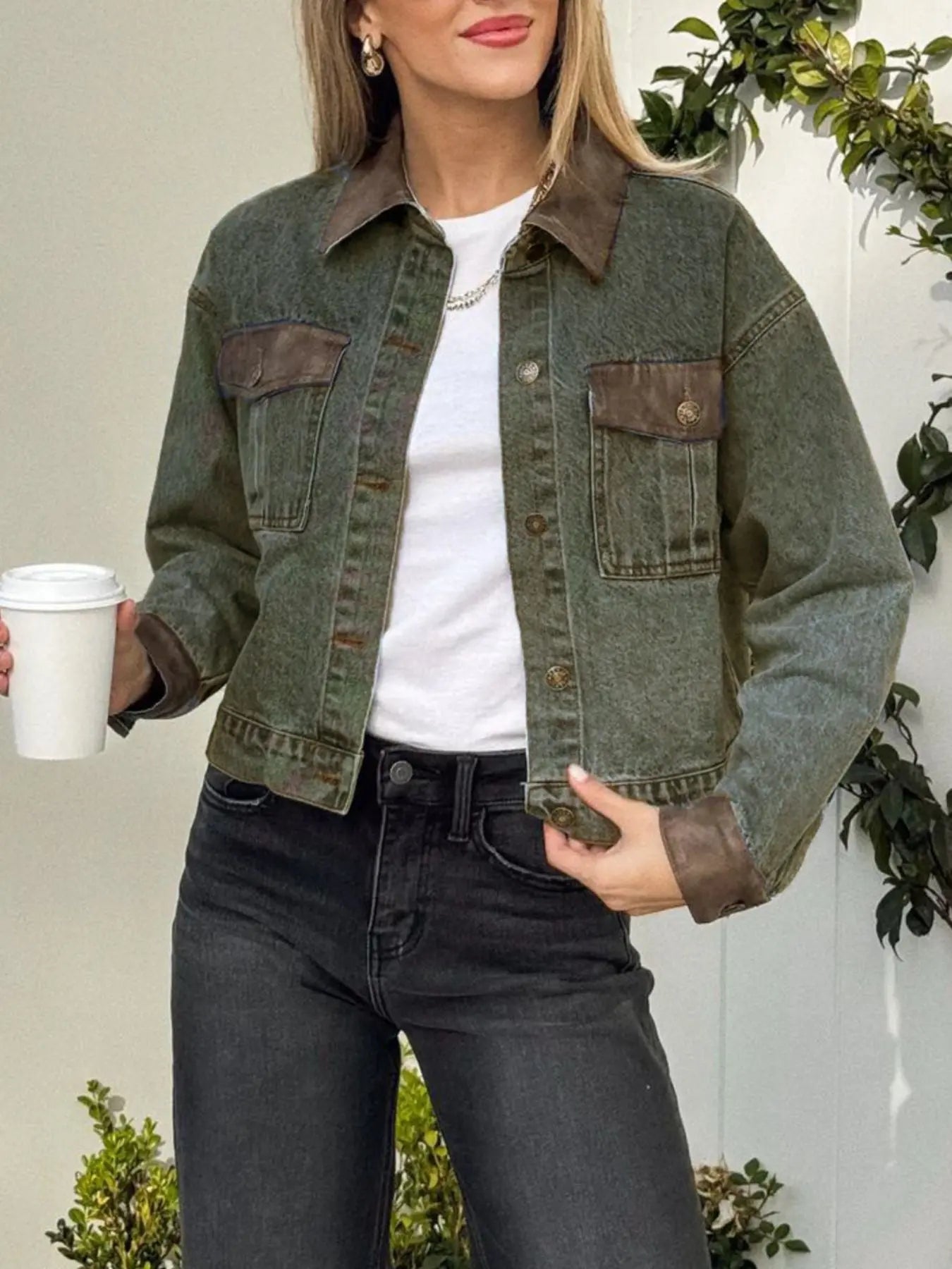 Button Up Chest Pockets Denim Jacket  Style Ratio