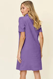 Double Take Full Size Texture Collared Neck Short Sleeve Dress  Style Ratio