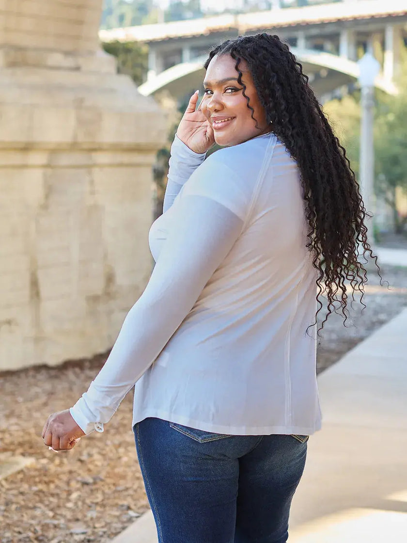 Basic Bae Full Size Round Neck Long Sleeve Shirt  Style Ratio