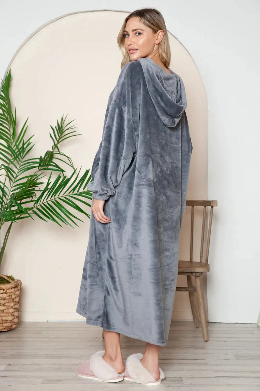 Double Take Pocketed Hooded Midi Lounge Dress  Style Ratio