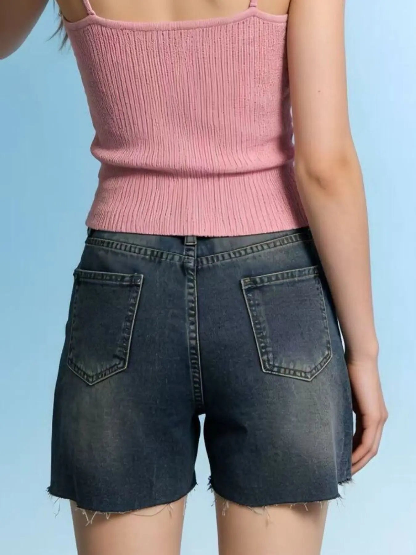 Distressed Slit Denim Shorts  Style Ratio