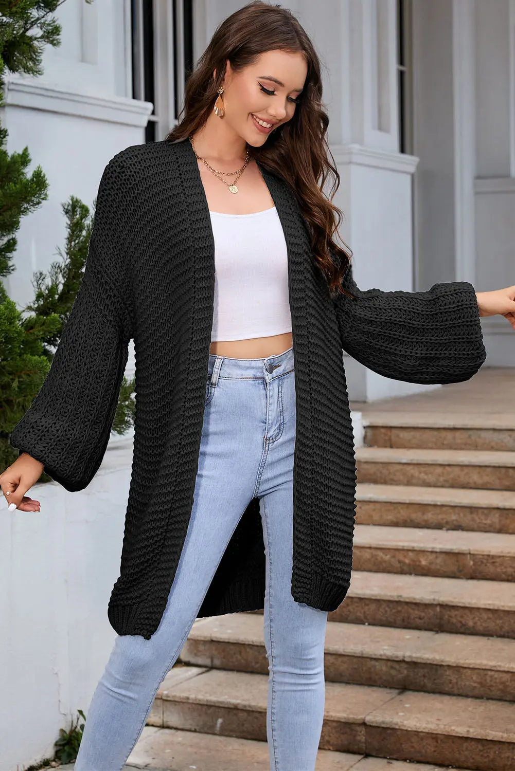 Open Front Longline Cardigan  Style Ratio