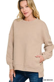 Zenana Full Size Fleece Hi-low Boyfriend Sweatshirts with Pockets  Style Ratio
