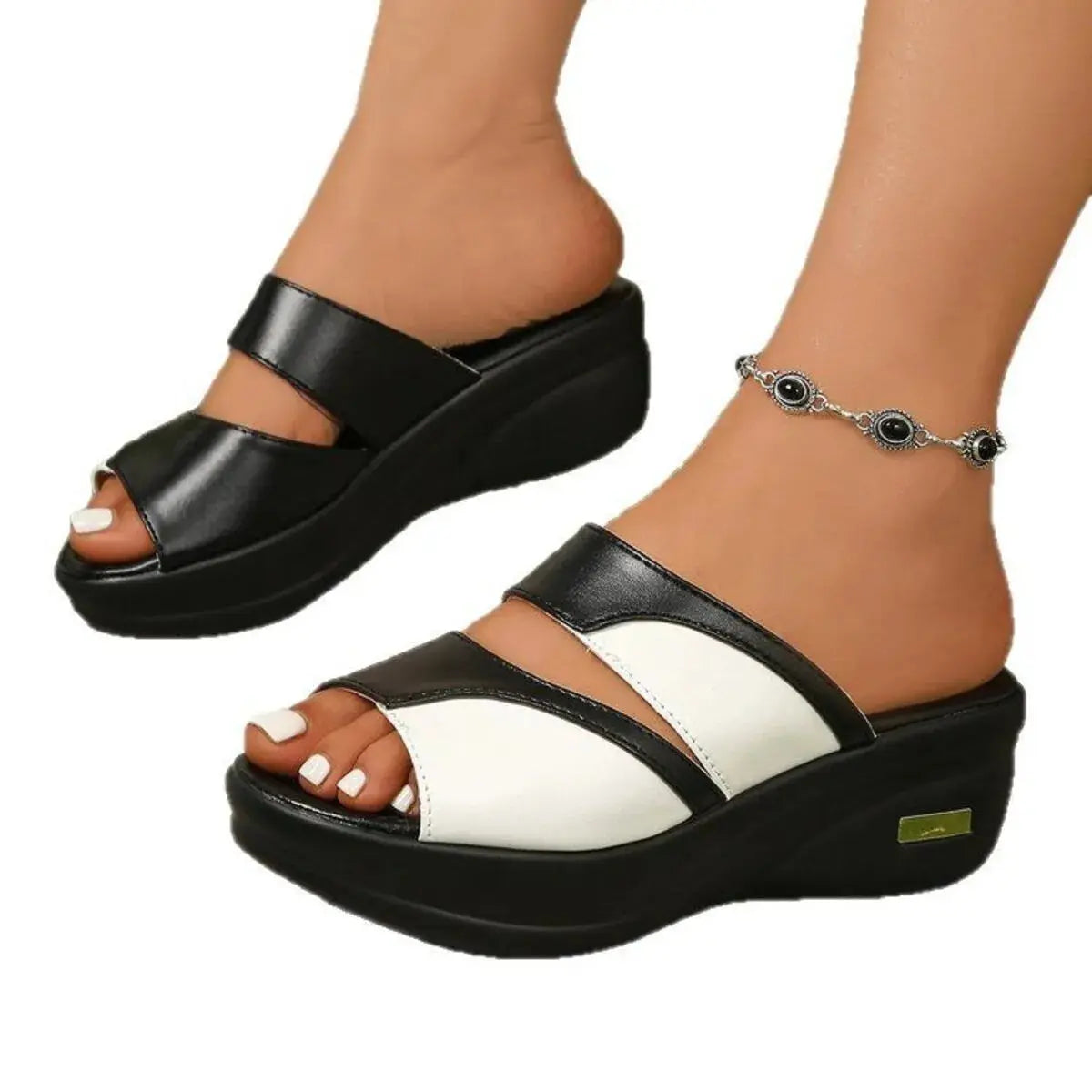 Contrast Open Toe Wedge Sandals  Style Ratio