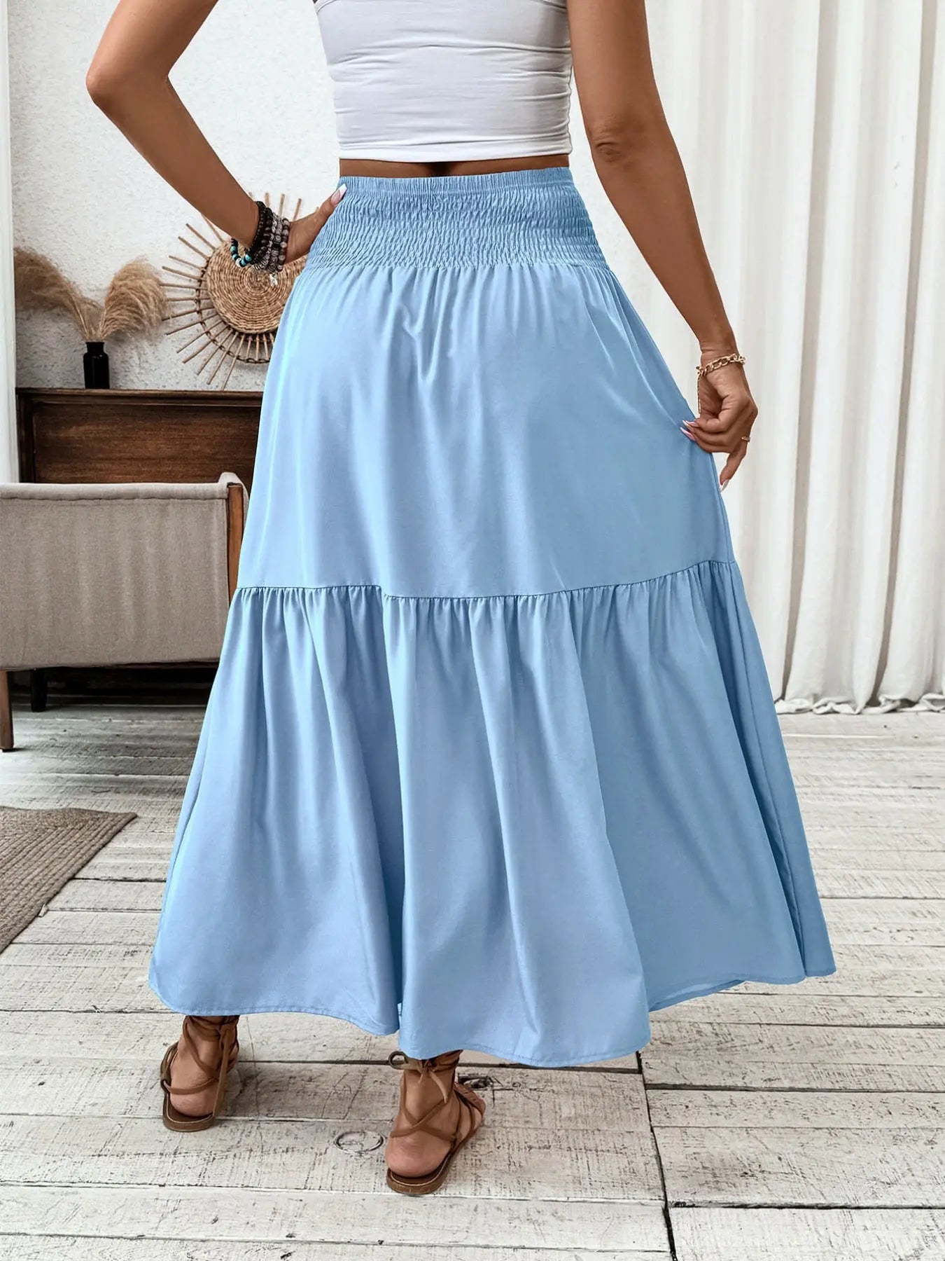 Smocked Waist Tiered Skirt  Style Ratio