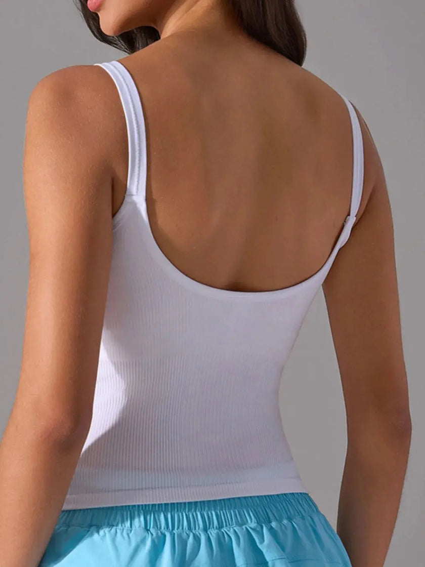Scoop Neck Active Tank with Detachable Chest Pads  Style Ratio