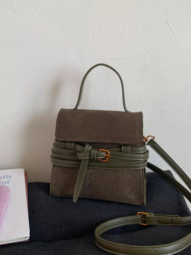 Suede Buckle Decor Crossbody Bag  Style Ratio