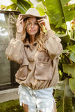 BiBi Half Zip Vintage Washed Fleece Pullover Jacket  Style Ratio