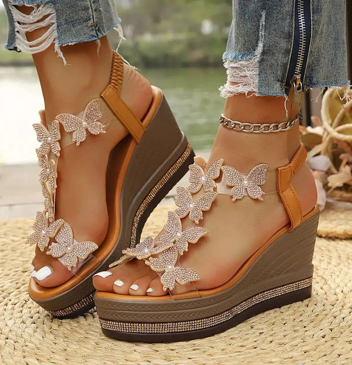 Butterfly Embellished Wedge Sandals  Style Ratio