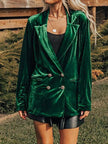 Velvet Lapel Collar Button Up Blazer  Style Ratio