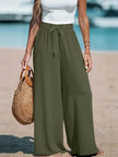 Full Size Drawstring Waist Wide Leg Pants Plus Size  Style Ratio